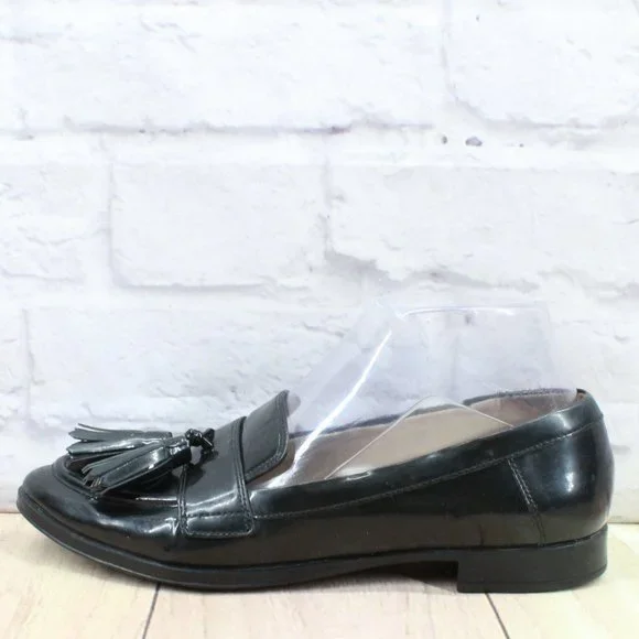 Via Spiga Black Leather Slip On Tassel Casual Loafers Shoes Size 7 Medium - Picture 1 of 9